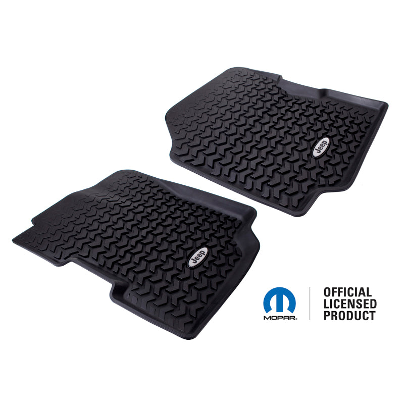 Load image into Gallery viewer, Rugged Ridge Floor Liner Front Black 1976-1995 Jeep Logo CJ-7 / CJ-8 / Jeep Wrangler YJ

