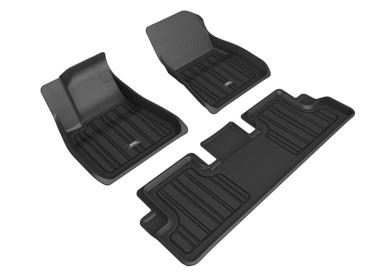 Load image into Gallery viewer, 3D MAXpider 2020-2022 Tesla Model 3 Elitect 1st &amp; 2nd Row Floormats - Black
