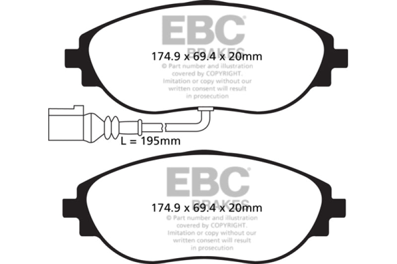 Load image into Gallery viewer, EBC 14-20 Audi S3 2.0 Turbo Redstuff Front Brake Pads
