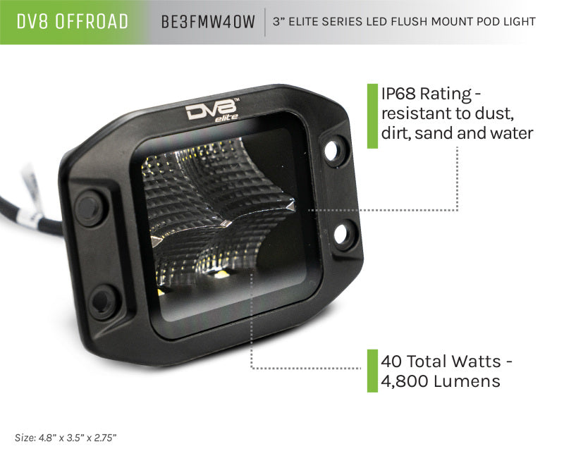 Load image into Gallery viewer, DV8 Offroad Elite Series 3in Cube LED Light 40W Spot 3W LED
