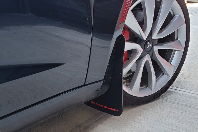 Load image into Gallery viewer, Rally Armor 17-22 Tesla Model 3 Black UR Mud Flap w/ White Logo
