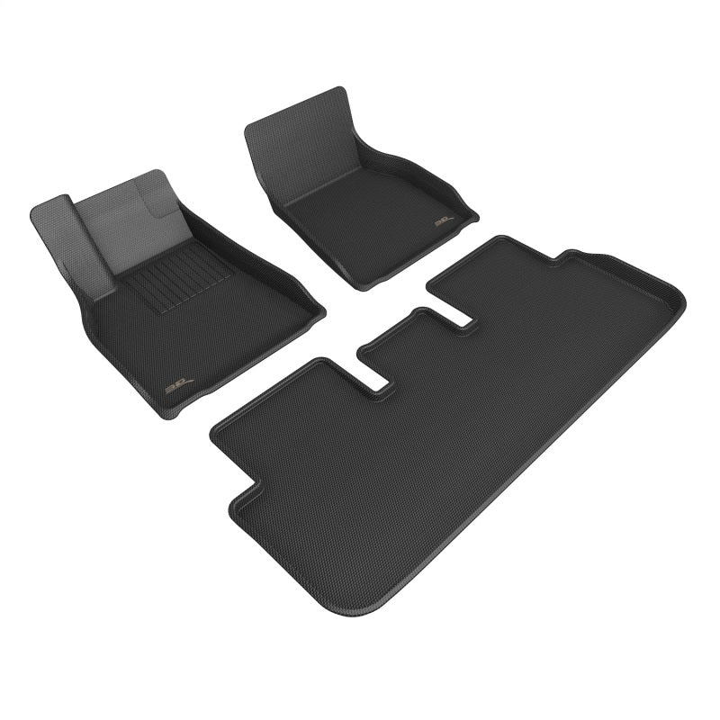 Load image into Gallery viewer, 3D MAXpider 21-22 Tesla Model S Kagu 1st &amp; 2nd Row Floormats - Black
