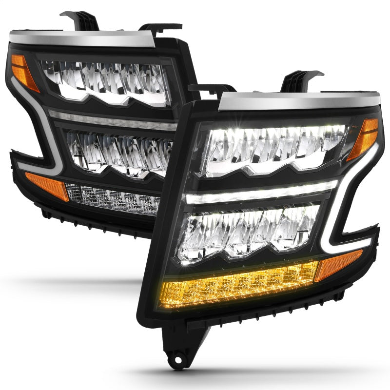 Load image into Gallery viewer, ANZO 15-20 Chevy Tahoe/Suburban LED Light Bar Style Headlights Black w/Sequential w/DRL w/Amber

