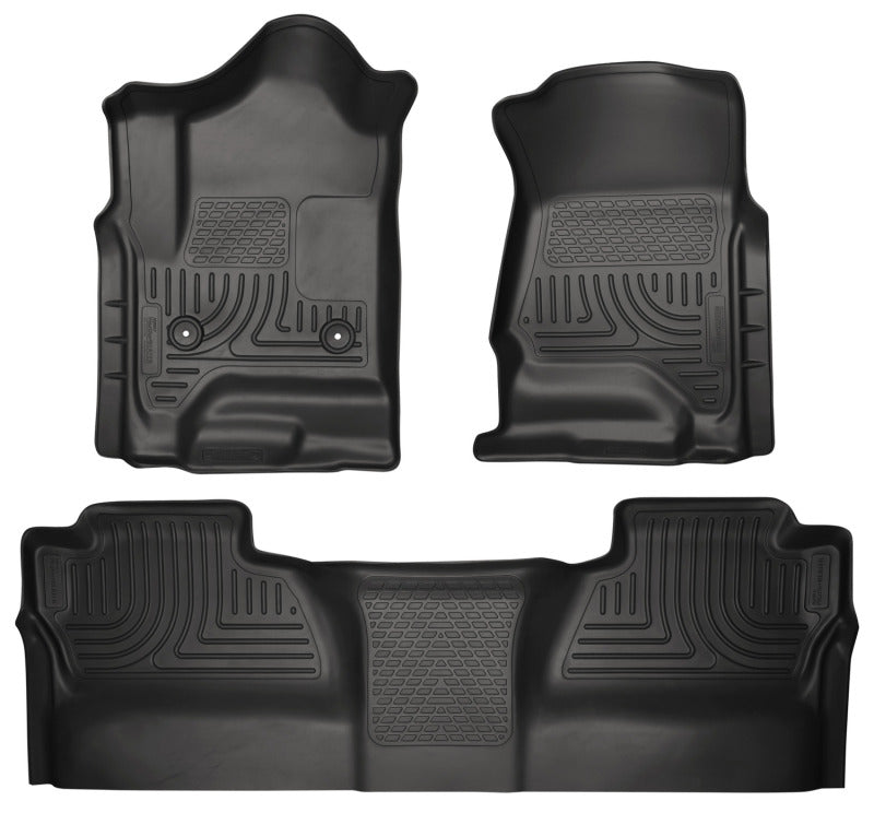 Load image into Gallery viewer, Husky Liners 14 Chevrolet Silverado/GMC Sierra WeatherBeater Black Front &amp; 2nd Seat Floor Liners
