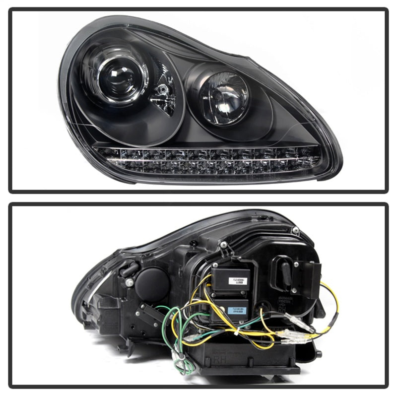 Load image into Gallery viewer, Spyder Porsche Cayenne 03-06 Projector Xenon/HID Model- DRL LED Blk PRO-YD-PCAY03-HID-DRL-BK
