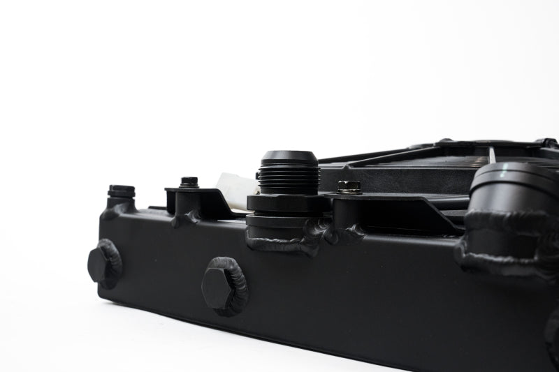 Load image into Gallery viewer, CSF Universal Half Radiator w/-16AN &amp; Slip-On Fittings/12in SPAL Fan &amp; Shroud - Black Finish
