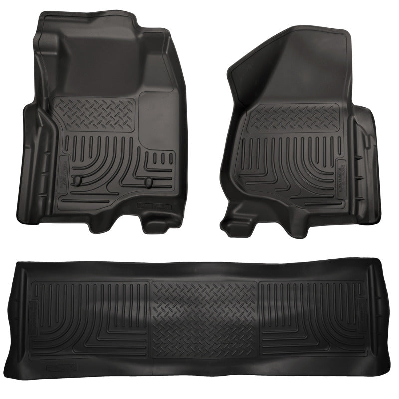 Load image into Gallery viewer, Husky Liners 11-12 Ford SD Crew Cab WeatherBeater Combo Black Floor Liners (w/o Manual Trans Case)
