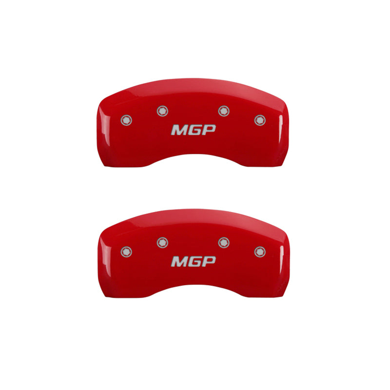 Load image into Gallery viewer, MGP 4 Caliper Covers Engraved Front &amp; Rear MGP Red Finish White Characters 2018 Toyota Camry L/LE/SE

