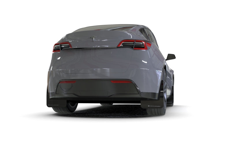 Load image into Gallery viewer, Rally Armor 20-22 Tesla Model Y Black Mud Flap - Metallic Black Logo
