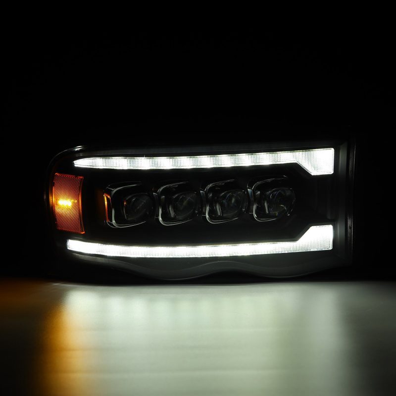 Load image into Gallery viewer, AlphaRex 02-05 Dodge Ram 1500 NOVA LED Proj Headlights Plank Style Blk w/Activ Light/Seq Signal
