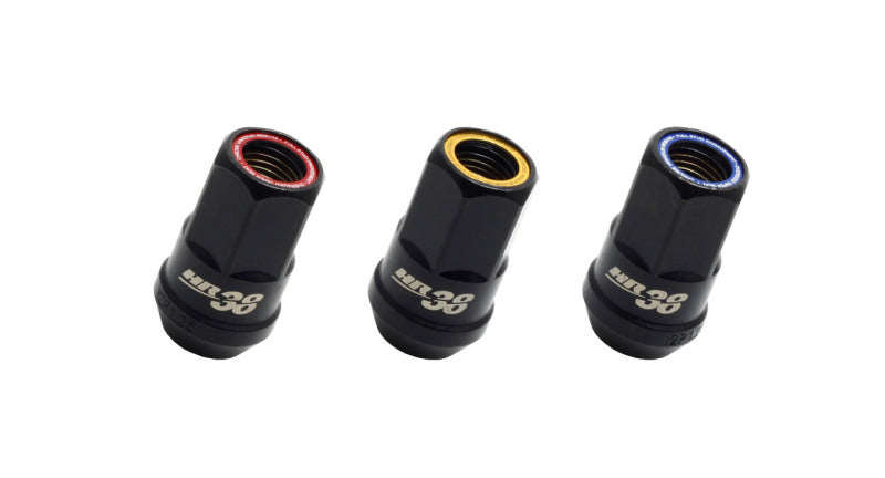 Load image into Gallery viewer, Wheel Mate Muteki HR38 Open End Lug Nuts 12x1.25 Black Chrome / Red Ring
