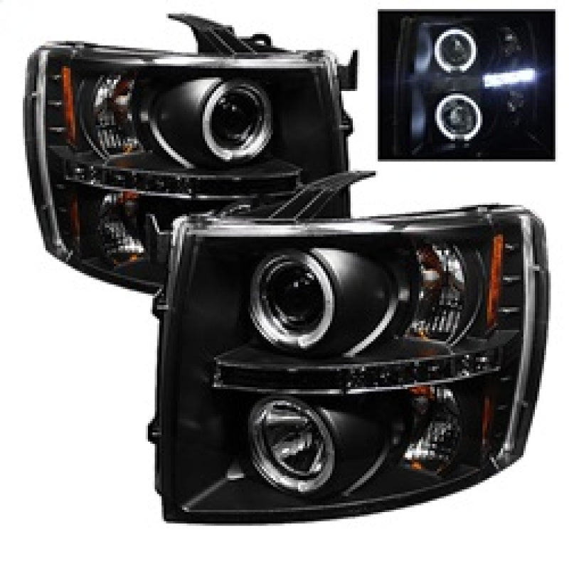 Load image into Gallery viewer, Spyder Chevy Silverado 1500 07-13 Projector Headlights LED Halo LED Blk PRO-YD-CS07-HL-BK

