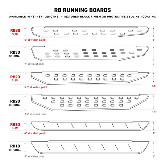Go Rhino RB10 Slim Running Boards - Universal 87in. - Tex. Blk