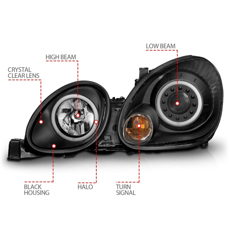 Load image into Gallery viewer, ANZO 1998-2005 Lexus Gs300 Projector Headlights w/ Halo Black
