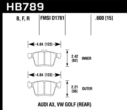 Hawk 15-17 Audi A3/A3 Quattro HPS 5.0 Rear Brake Pads - Fuel Injector Connection