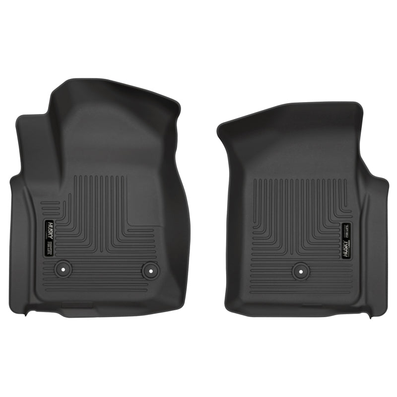 Load image into Gallery viewer, Husky Liners 19-20 Chevy Silverado WeatherBeater Black Floor Liners - Front
