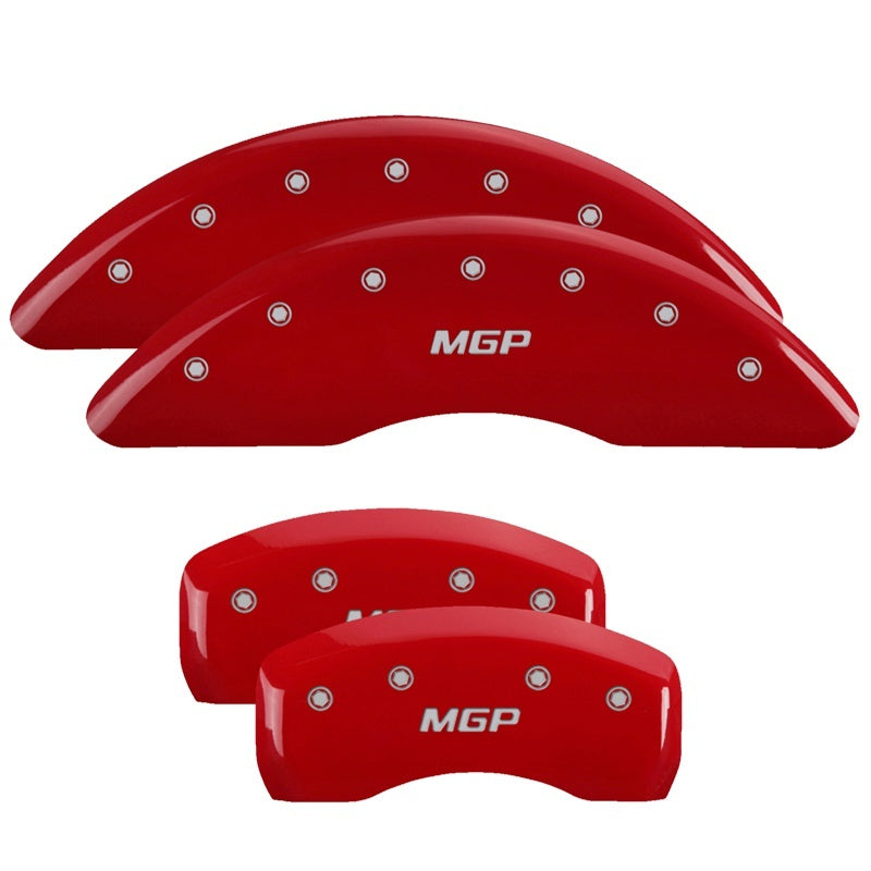 Load image into Gallery viewer, MGP 4 Caliper Covers Engraved Front &amp; Rear 300 Red finish silver ch
