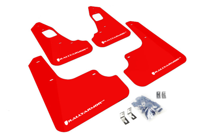 Load image into Gallery viewer, Rally Armor 08-17 Mitsubishi EVO X Red UR Mud Flap w/ White Logo
