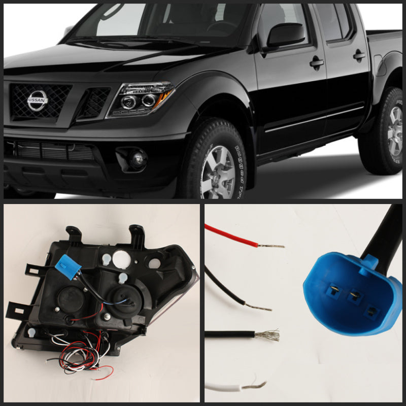 Load image into Gallery viewer, Spyder Nissan Frontier 05-08 Projector Headlights LED Halo LED Blk PRO-YD-NF05-HL-BK
