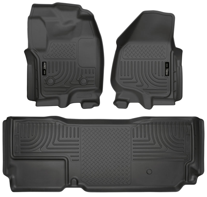 Load image into Gallery viewer, Husky Liners 2012.5 Ford SD Super Cab WeatherBeater Combo Black Floor Liners (w/o Manual Trans Case)
