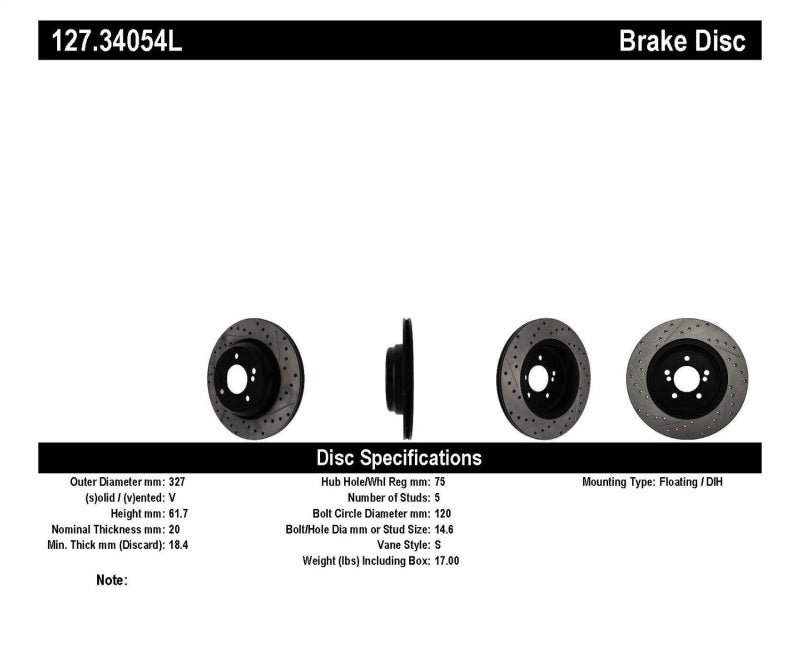 Load image into Gallery viewer, StopTech 00-03 BMW M5 (E39) Slotted &amp; Drilled Left Rear Rotor
