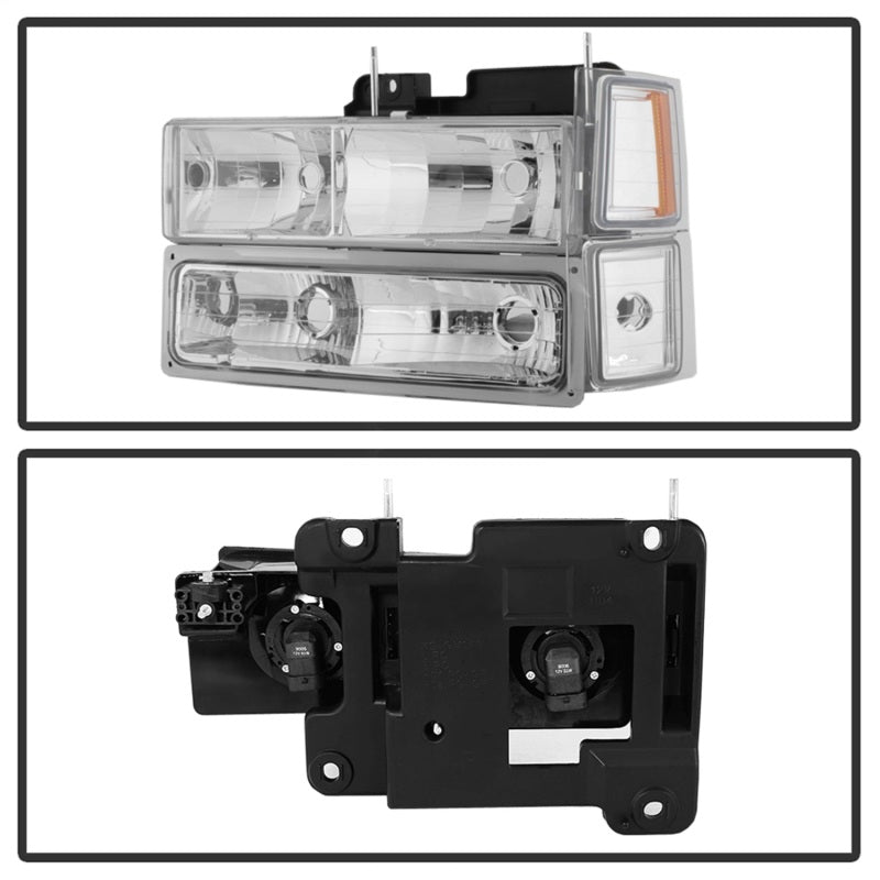 Load image into Gallery viewer, Xtune Chevy Suburban 94-98 Headlights w/ Corner &amp; Parking Lights 8pcs Chrome HD-JH-CCK88-AM-C-SET
