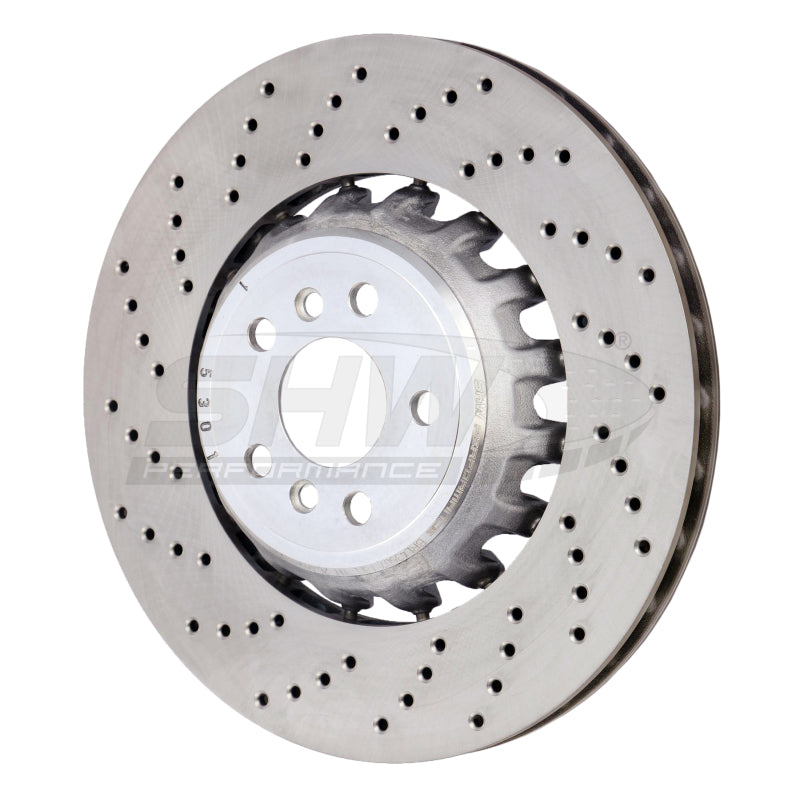 Load image into Gallery viewer, SHW 2020 BMW X5 M 4.4L Left Rear Cross-Drilled Lightweight Brake Rotor (34208074285)
