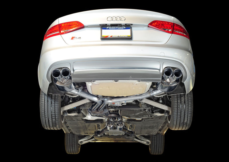 Load image into Gallery viewer, AWE Tuning Audi B8.5 S4 3.0T Touring Edition Exhaust System - Chrome Silver Tips (102mm)

