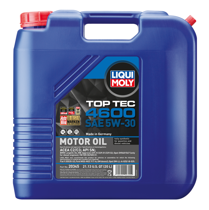 Load image into Gallery viewer, LIQUI MOLY 20L Top Tec 4600 Motor Oil 5W30

