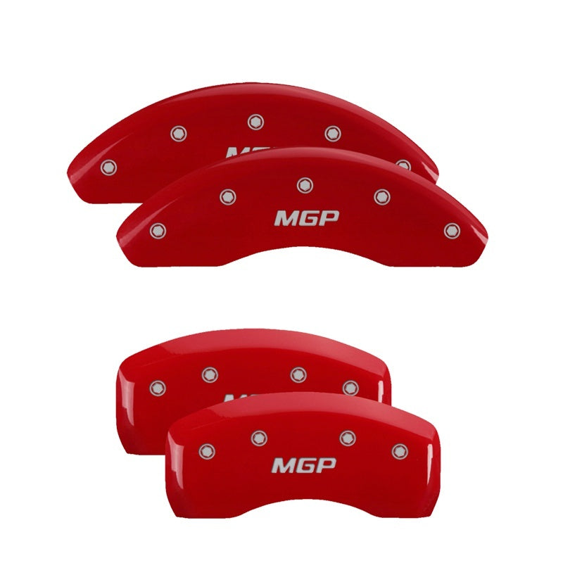 Load image into Gallery viewer, MGP 4 Caliper Covers Engraved Front &amp; Rear MGP Red Finish White Characters 2018 Toyota Camry L/LE/SE
