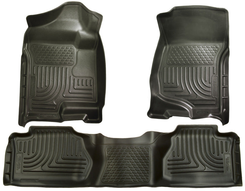 Load image into Gallery viewer, Husky Liners 07-12 Chevy Silverado/GMC Sierra Extended Cab WeatherBeater Combo Black Floor Liners

