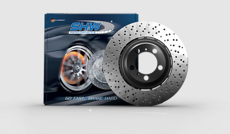 Load image into Gallery viewer, SHW 15-18 BMW X5 M 4.4L Left Front Cross-Drilled Lightweight Brake Rotor (34112284901)
