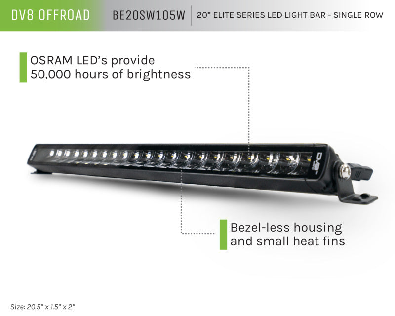 Load image into Gallery viewer, DV8 Offroad 20in Elite Series Light Bar 105W LED - Single Row
