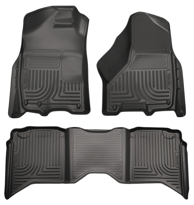Load image into Gallery viewer, Husky Liners 2012 Dodge Ram 1500/2500 Crew Cab WeatherBeater Combo Black Floor Liners
