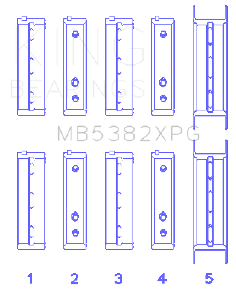 Load image into Gallery viewer, King Subaru EJ20/EJ22/EJ25 (For Thrust in #5 Position) (Size STDX) Tri-Metal Perf Main Bearing Set
