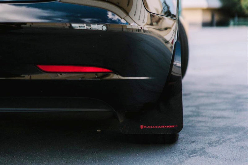 Load image into Gallery viewer, Rally Armor 17-22 Tesla Model 3 Black UR Mud Flap w/ White Logo
