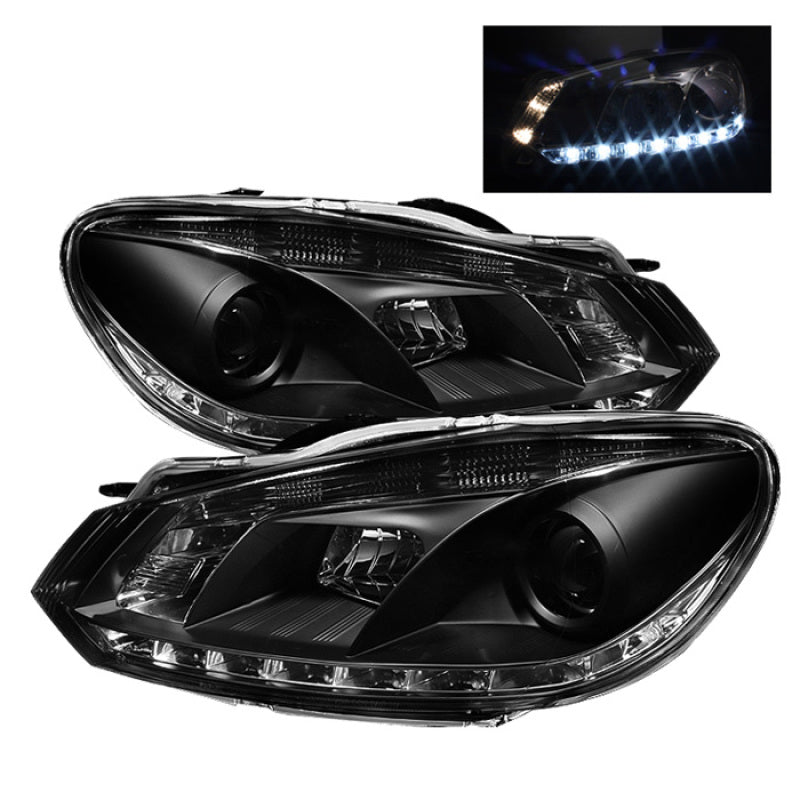 Load image into Gallery viewer, Spyder Volkswagen Golf/GTI 10-13 Projector Headlights Halogen Model- DRL Blk PRO-YD-VG10-DRL-BK

