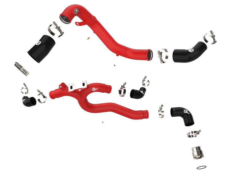 Load image into Gallery viewer, AFE 18-21 Kia Stinger V6-3.3L BladeRunner Alum Hot/Cold Charge Pipe Kit Red
