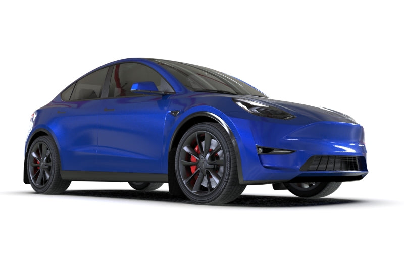 Load image into Gallery viewer, Rally Armor 20-22 Tesla Model Y Black Mud Flap - Metallic Black Logo
