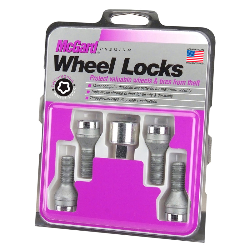 Load image into Gallery viewer, McGard Wheel Lock Bolt Set - 4pk. (Cone Seat) M14X1.5 / 19mm Hex / 31.0mm Shank Length - Chrome
