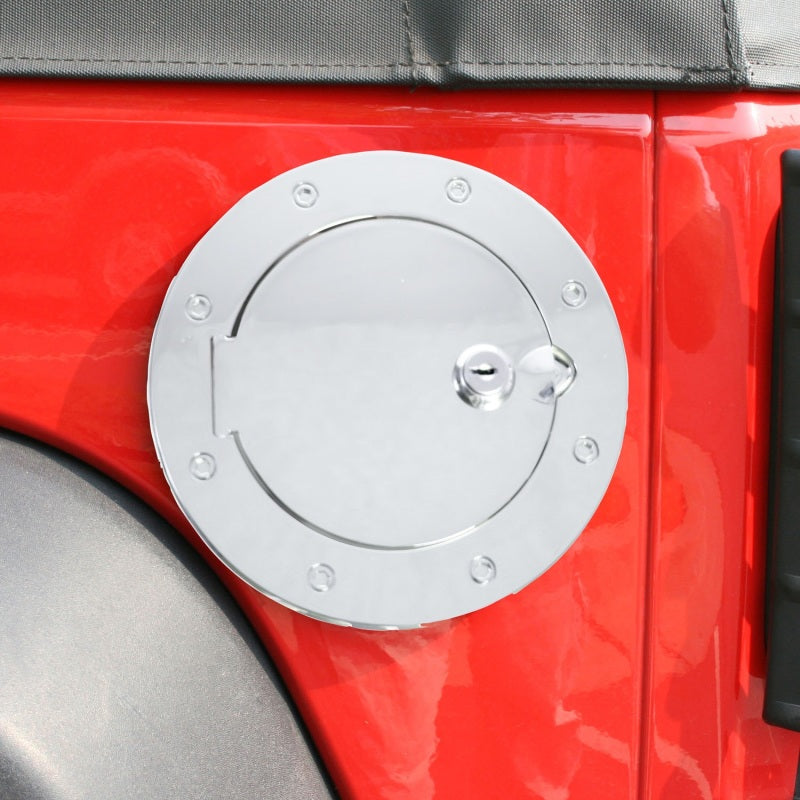 Load image into Gallery viewer, Rugged Ridge 07-18 Jeep Wrangler JK Stainless Steel Locking Gas Cap Door
