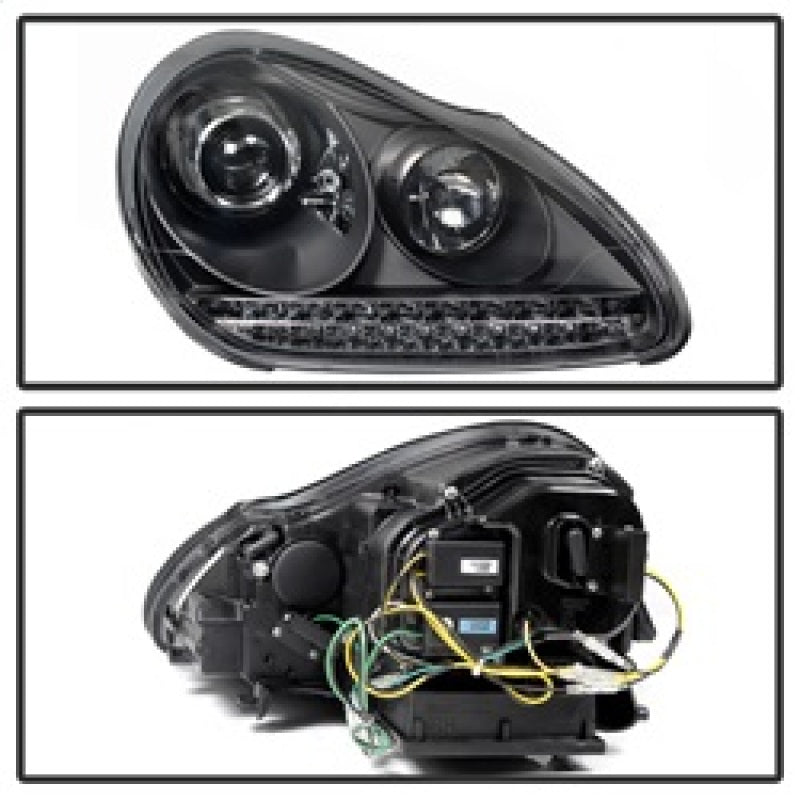 Load image into Gallery viewer, Spyder Porsche Cayenne 03-06 Projector Xenon/HID Model- DRL LED Blk PRO-YD-PCAY03-HID-DRL-BK
