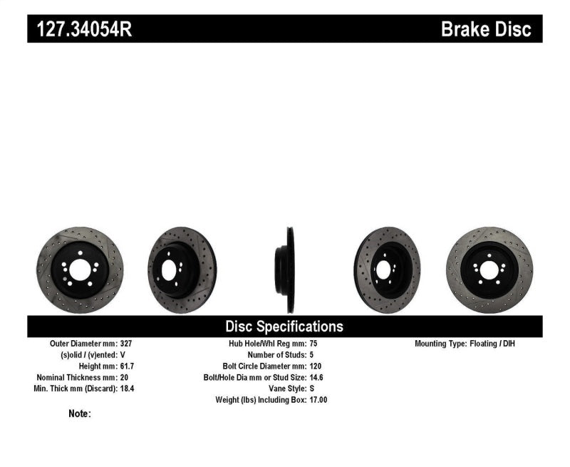 Load image into Gallery viewer, StopTech 00-03 BMW M5 (E39) Slotted &amp; Drilled Right Rear Rotor
