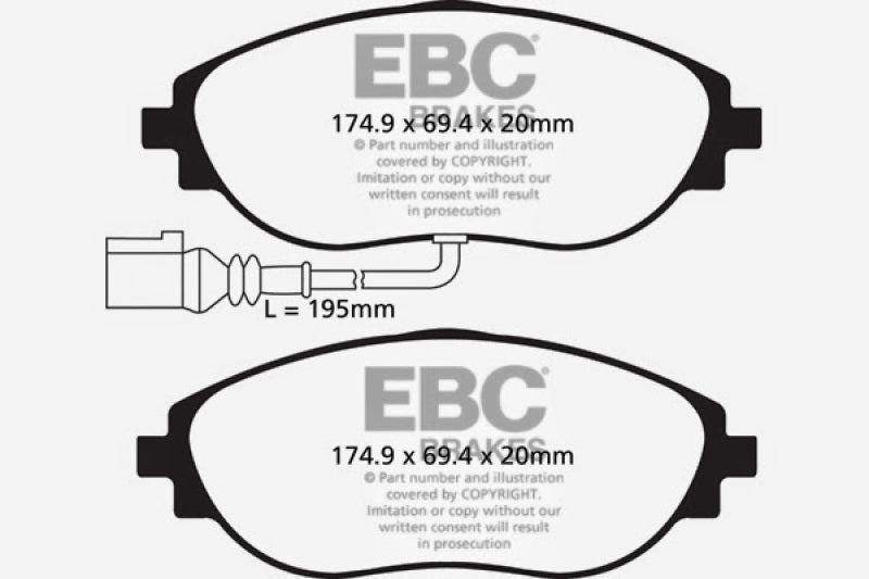 Load image into Gallery viewer, EBC 14-20 Audi S3 2.0 Turbo Redstuff Front Brake Pads
