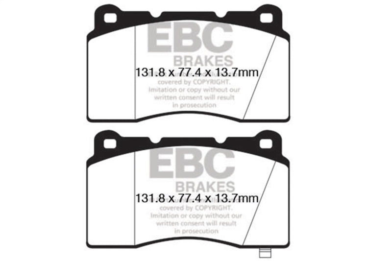 Load image into Gallery viewer, EBC 09+ Hyundai Genesis Coupe 2.0 Turbo (Brembo) Yellowstuff Front Brake Pads
