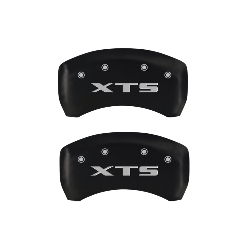 Load image into Gallery viewer, MGP 4 Caliper Covers Engraved Front Cadillac Engraved Rear XTS Red finish silver ch
