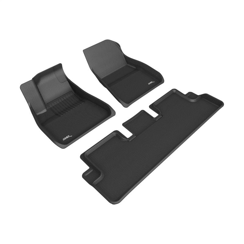 Load image into Gallery viewer, 3D MAXpider 20-22 Tesla Model 3 Kagu 1st &amp; 2nd Row Floormats - Black

