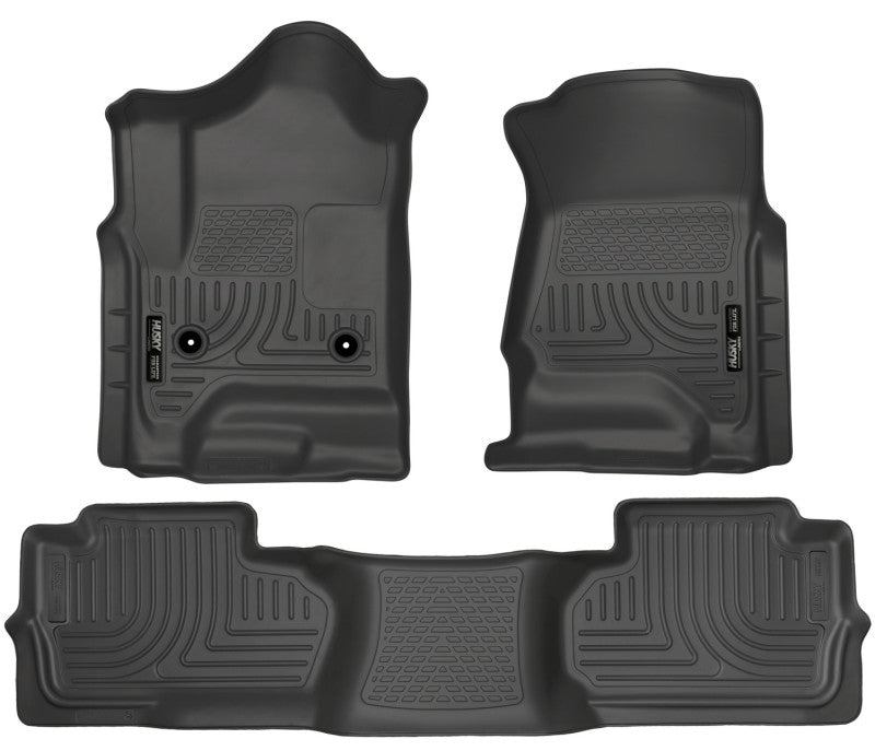 Load image into Gallery viewer, Husky Liners 14 Chevrolet Silverado/GMC Sierra Dbl Cab WeatherBeater Black Front&amp;2nd Seat Floor Line
