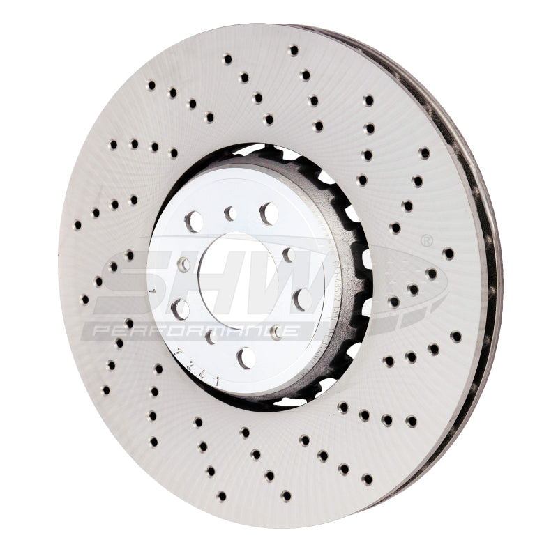 Load image into Gallery viewer, SHW 15-18 BMW X5 M 4.4L Right Front Cross-Drilled Lightweight Brake Rotor (34112284902)
