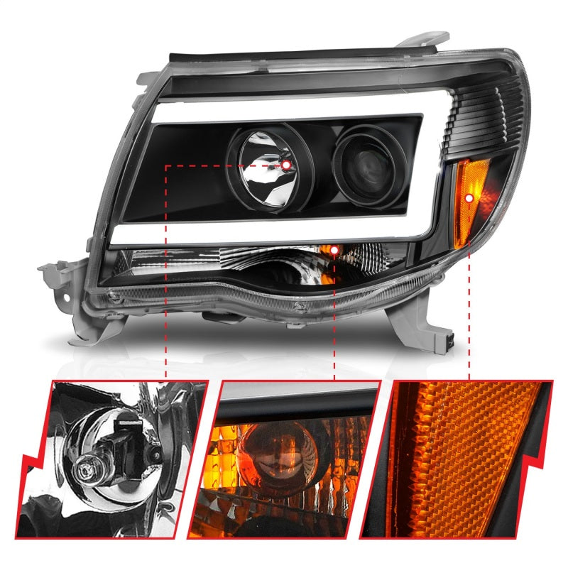 Load image into Gallery viewer, ANZO 05-09 Toyota Tacoma Projector Light Bar Style Headlights w/ C Light Bar
